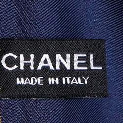 Pre Owned Chanel Navy Blue CC Geometric Print Silk Scarf