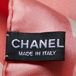 Chanel Coral Pink Chanel Cruise Print Silk Square Scarf