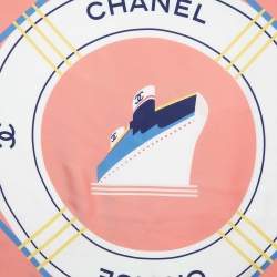 Chanel Coral Pink Chanel Cruise Print Silk Square Scarf