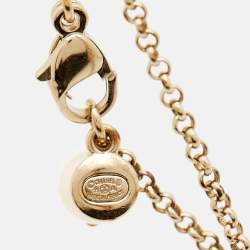 Pre Owned Chanel CC Faux Pearl Crystals Gold Tone Metal Pendant Necklace