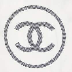 Pre Owned Chanel Ivory CC Logo Print Silk Scarf