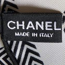 Pre Owned Chanel Ivory CC Logo Print Silk Scarf