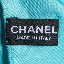 Chanel Green Logo Print Silk Scarf