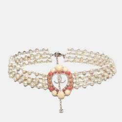 Chanel CC Faux Pearl Enamel Gold Tone Waist Belt