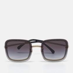 Chanel Gold Tone/Grey Gradient 4244 Chain Detail Square Sunglasses