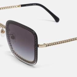 Chanel Gold Tone/Grey Gradient 4244 Chain Detail Square Sunglasses