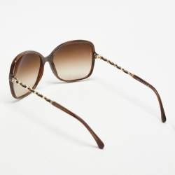 Pre Owned Chanel Brown Gradient 5210-Q Chain Square Sunglasses