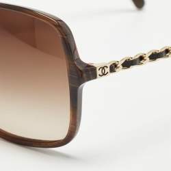 Pre Owned Chanel Brown Gradient 5210-Q Chain Square Sunglasses
