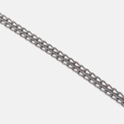 Pre Owned Chanel CC Crystals Gunmetal Tone Long Necklace