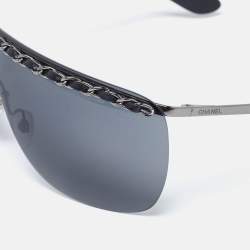 Pre Owned Chanel Grey 4160-Q Chain Rimless Shield Sunglasses