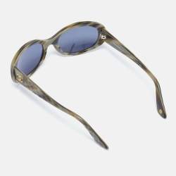 Pre Owned Chanel Green/Grey 5023 Quilted CC Logo Oval Sunglasses
