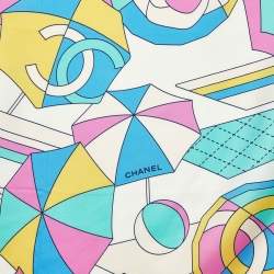 Chanel Multicolor CC Umbrella Print Silk Square Scarf