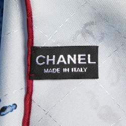 Pre Owned Chanel Pale Blue CC Splash Print Silk Square Scarf