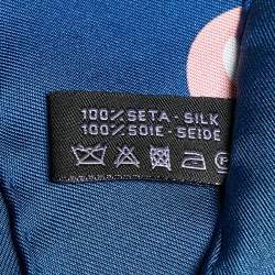 مملوكة مسبقًا Chanel Navy Blue Logo Cruise Print Silk Square Scarf