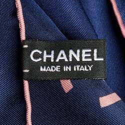 Pre Owned Chanel Navy Blue CC Print Silk Square Scarf
