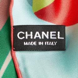 Chanel Multicolor Camellia CC Print Silk Square Scarf