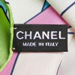 Chanel Multicolor Camellia CC Print Silk Square Scarf