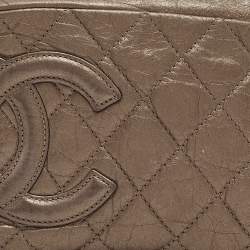 Chanel Metallic Quilted Leather Ligne Cambon Cosmetic Pouch