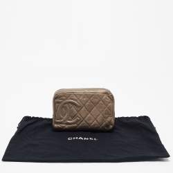 Chanel Metallic Quilted Leather Ligne Cambon Cosmetic Pouch