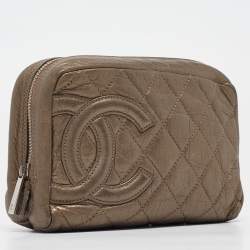 Chanel Metallic Quilted Leather Ligne Cambon Cosmetic Pouch