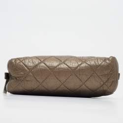 Chanel Metallic Quilted Leather Ligne Cambon Cosmetic Pouch