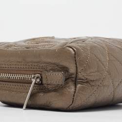 Chanel Metallic Quilted Leather Ligne Cambon Cosmetic Pouch