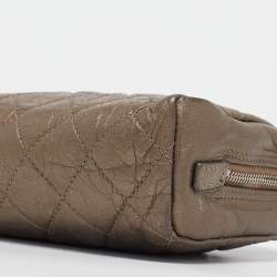 Chanel Metallic Quilted Leather Ligne Cambon Cosmetic Pouch