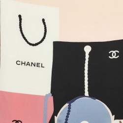Chanel Pale Pink Bags Print Silk Square Scarf