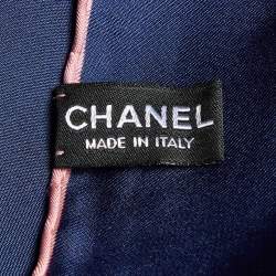 Pre Owned Chanel Navy Blue All-Over CC Print Silk Square Scarf