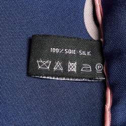 Pre Owned Chanel Navy Blue All-Over CC Print Silk Square Scarf