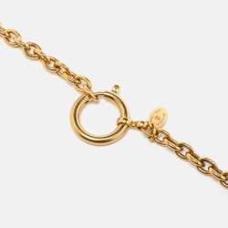 Pre Owned Chanel Vintage Gold Tone CC Medallion Pendant Necklace