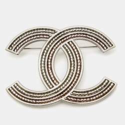 Chanel CC Resin Silver-Tone Pin Brooch