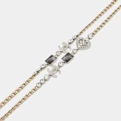 Pre Owned Chanel CC Crystal Two Tone Long Necklace