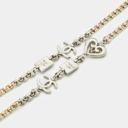 Pre Owned Chanel CC Crystal Two Tone Long Necklace