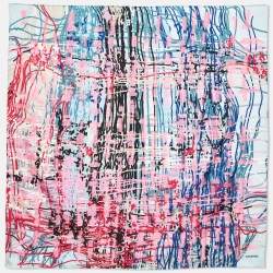 Pre Owned Chanel Multicolor Scribble Print Silk Square Scarf