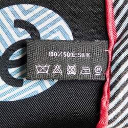 Pre Owned Chanel Black CC Logo Print Silk Square Scarf