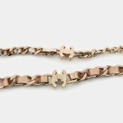 Chanel Gold Leather CC Chain Link Long Necklace