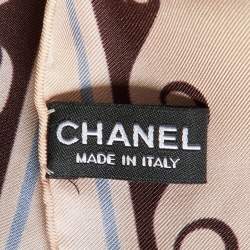 Pre Owned Chanel Grey Quilted CC Print Silk Square Scarf