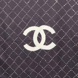 Pre Owned Chanel Grey Quilted CC Print Silk Square Scarf