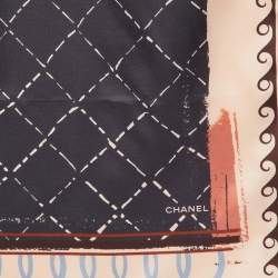 Pre Owned Chanel Grey Quilted CC Print Silk Square Scarf