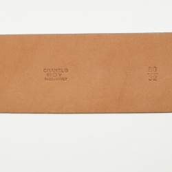 Chanel Black Leather CC Logo Round Buckle Wide Belt 90CM