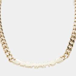 Pre Owned Chanel CC Logo Enamel Gold Tone Necklace