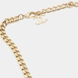 Pre Owned Chanel CC Logo Enamel Gold Tone Necklace