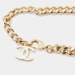 Pre Owned Chanel CC Logo Enamel Gold Tone Necklace