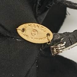 Pre Owned Chanel Vintage Black Camellia Silk Pin Brooch