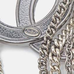 مملوكة مسبقًا Chanel CC Multi-Chain Crystals Gunmetal Tone Pin Brooch