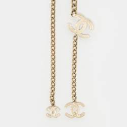 Chanel Gold Tone Enamel CC Charm Chain Belt