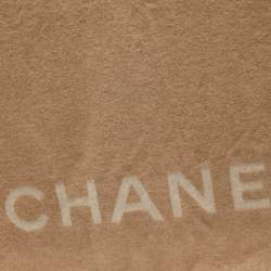 Chanel Beige Logo Intarsia Cashmere Shawl 