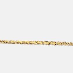 Pre Owned Chanel Yellow Leather Logo Charm Chain Link Belt