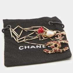 Pre Owned Chanel CC Enamel Crystal Gold Tone Necklace